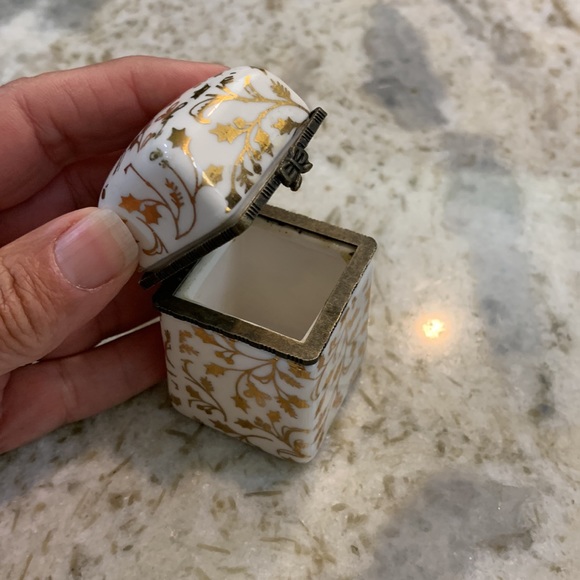 Limoges Style Box with Gold Holly #home accents - Picture 3 of 4